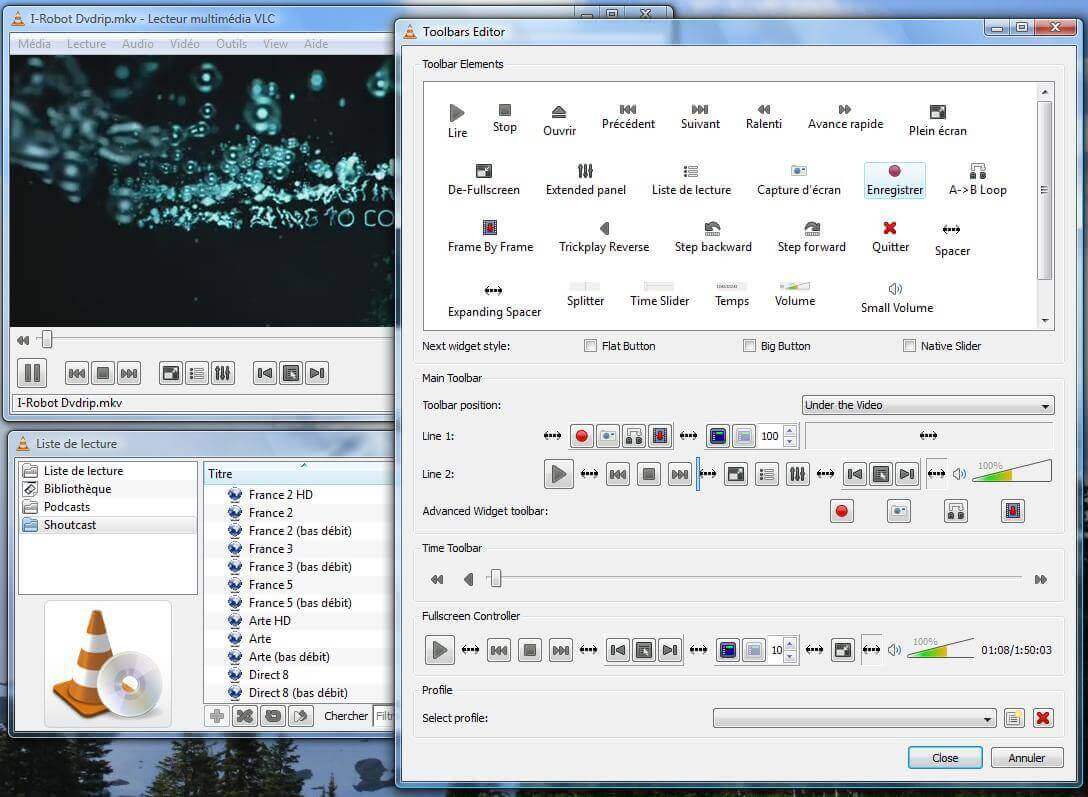 VLC toolbars editor and customization on Windows
